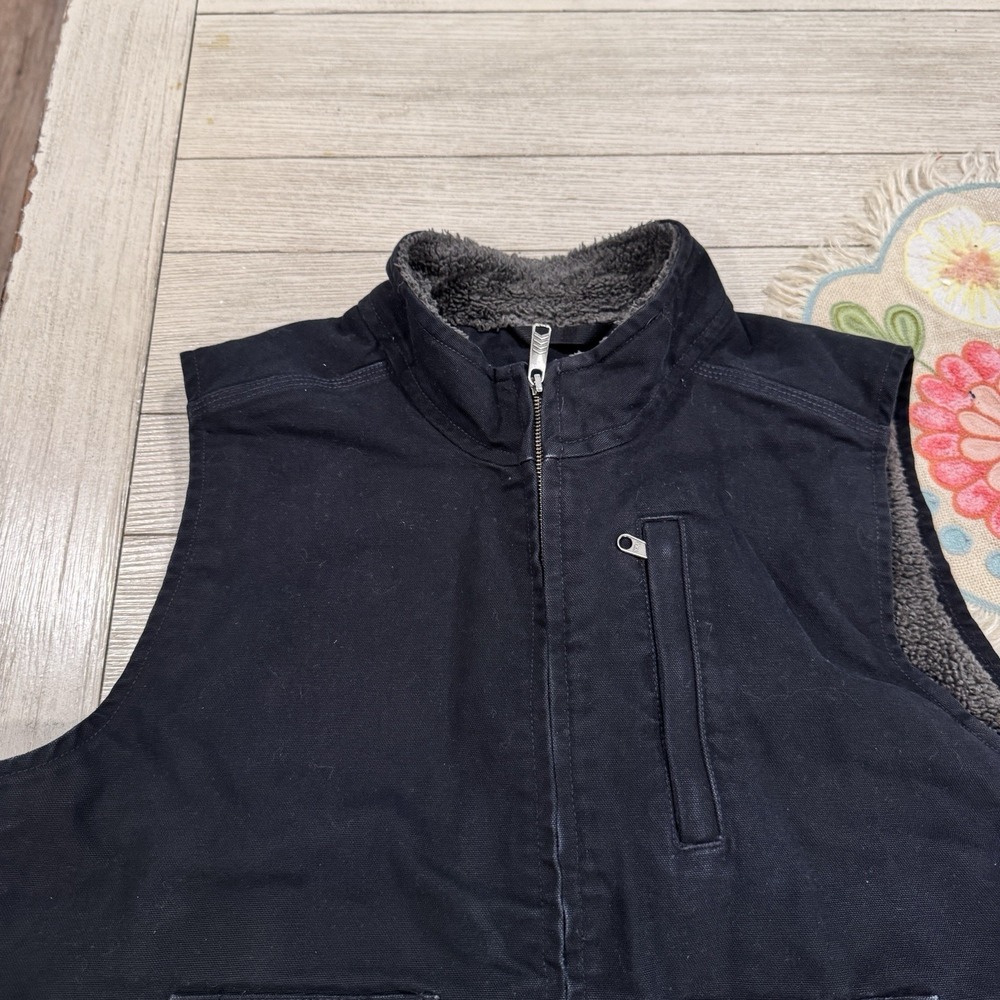 Carhartt Vest Men 2XL XXL Black Canvas Sherpa Lined Workwear Duck Relaxed Jacket - Picture 3 of 9